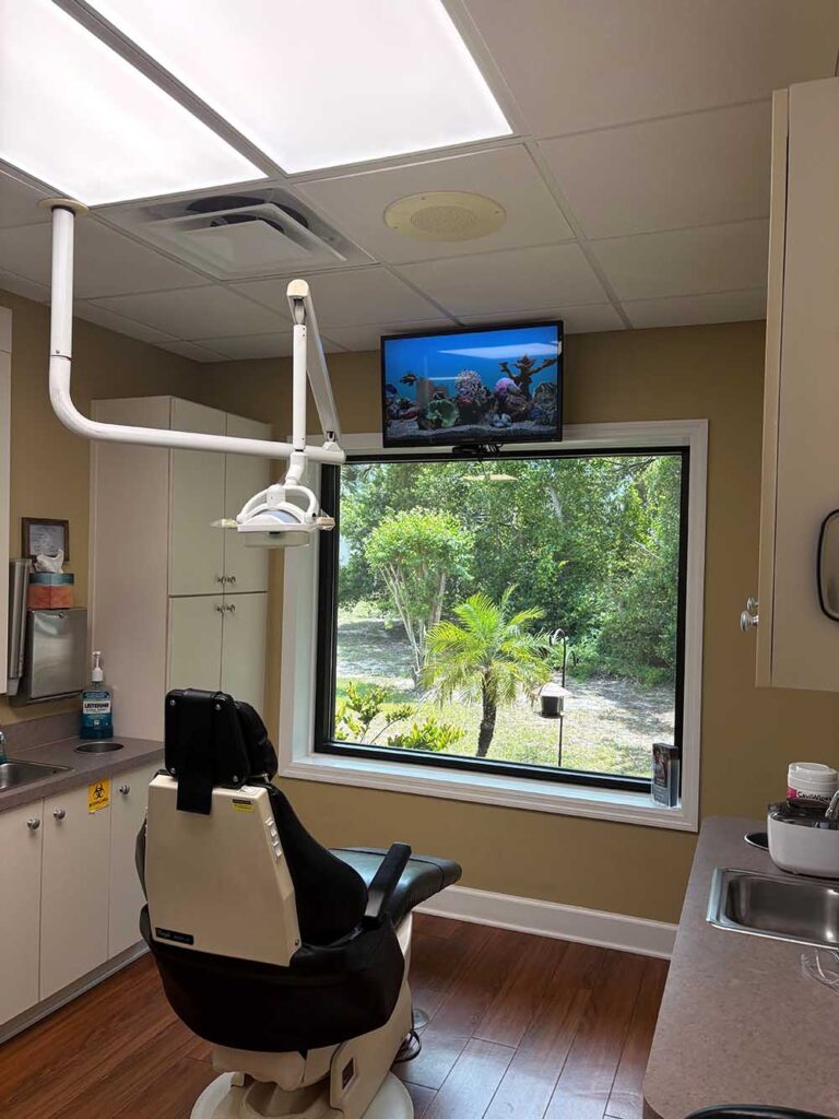 Comfortable dental treatment room with advanced technology at Griffith Dental